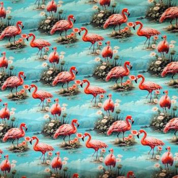 Preview: Jersey Baumwolle Red Flamingo von Stenzo | Meterware